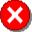 White X on a red circle with dark red outline and drop shadow